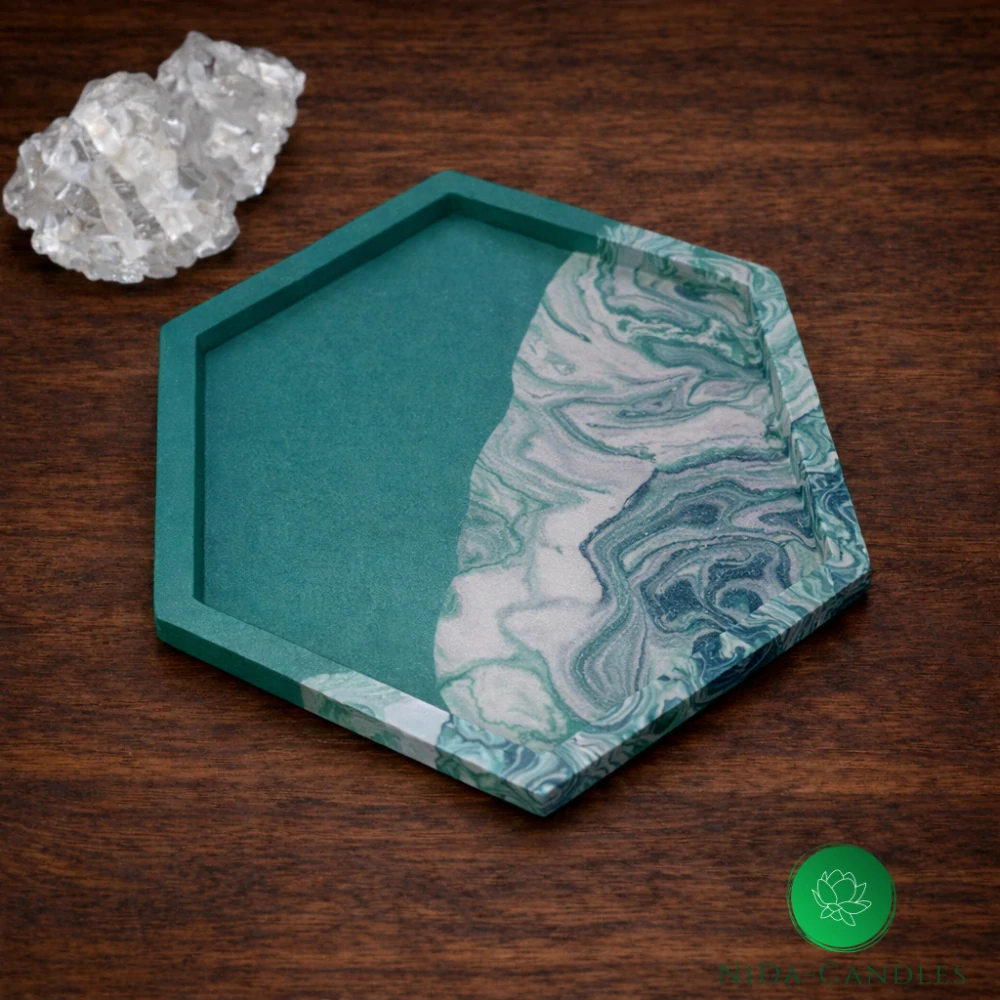 Jesmonite podtácek HEXA – mramorový efekt