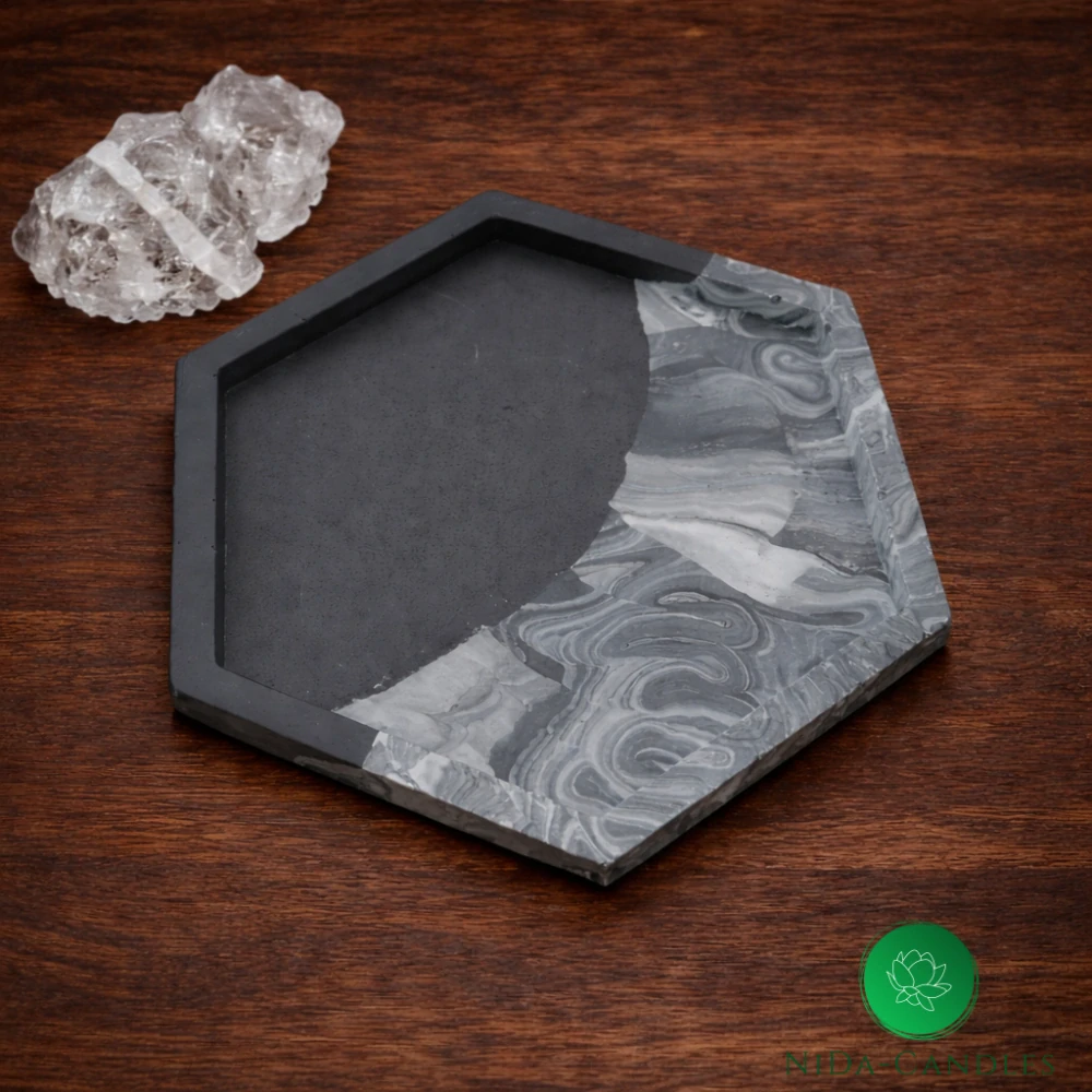 Jesmonite podtácek HEXA – mramorový efekt