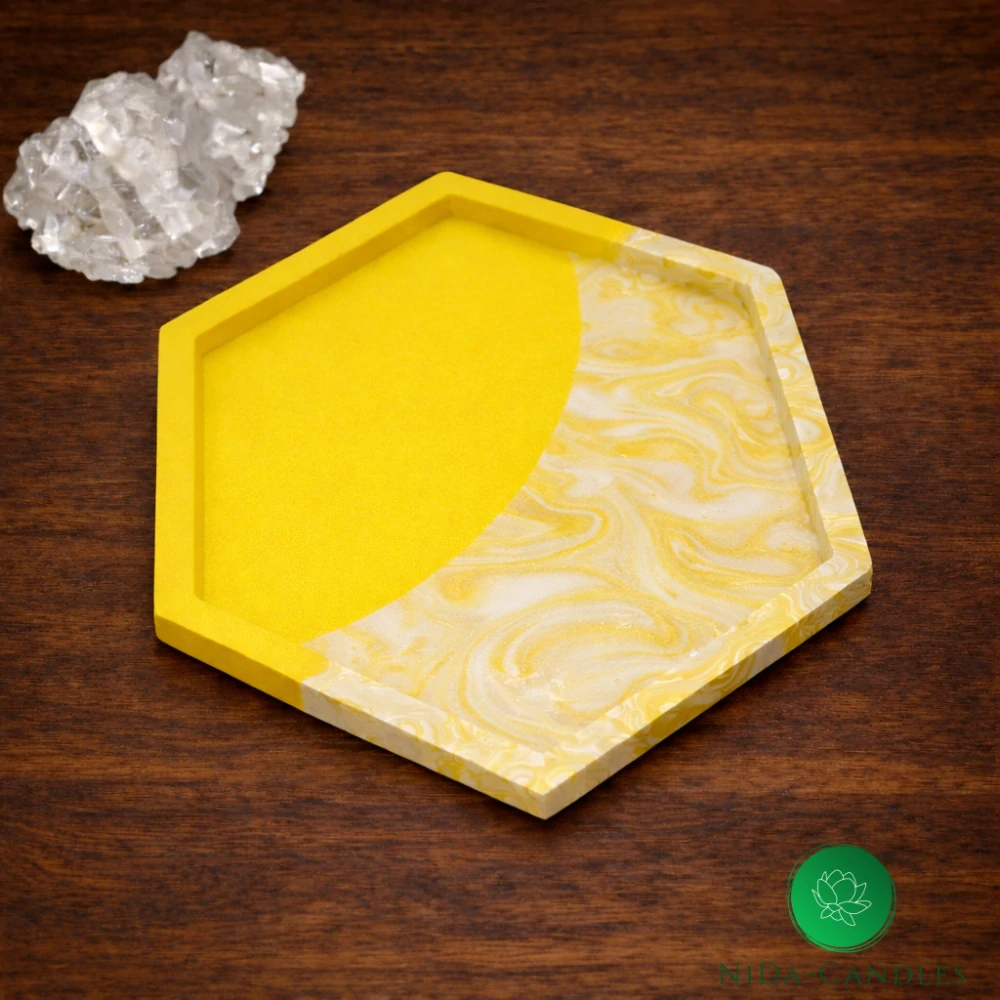Jesmonite podtácek HEXA – mramorový efekt