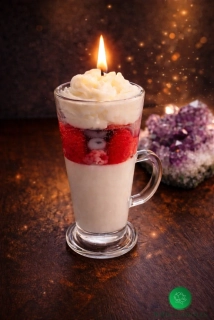 Dezertní svíčka s ovocem v latté skleničce